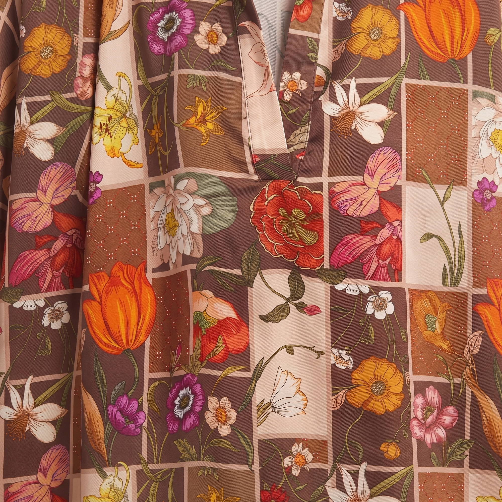 Blouse foulard mocca motif automnal