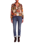 Blouse foulard mocca motif automnal