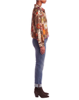 Blouse foulard mocca motif automnal