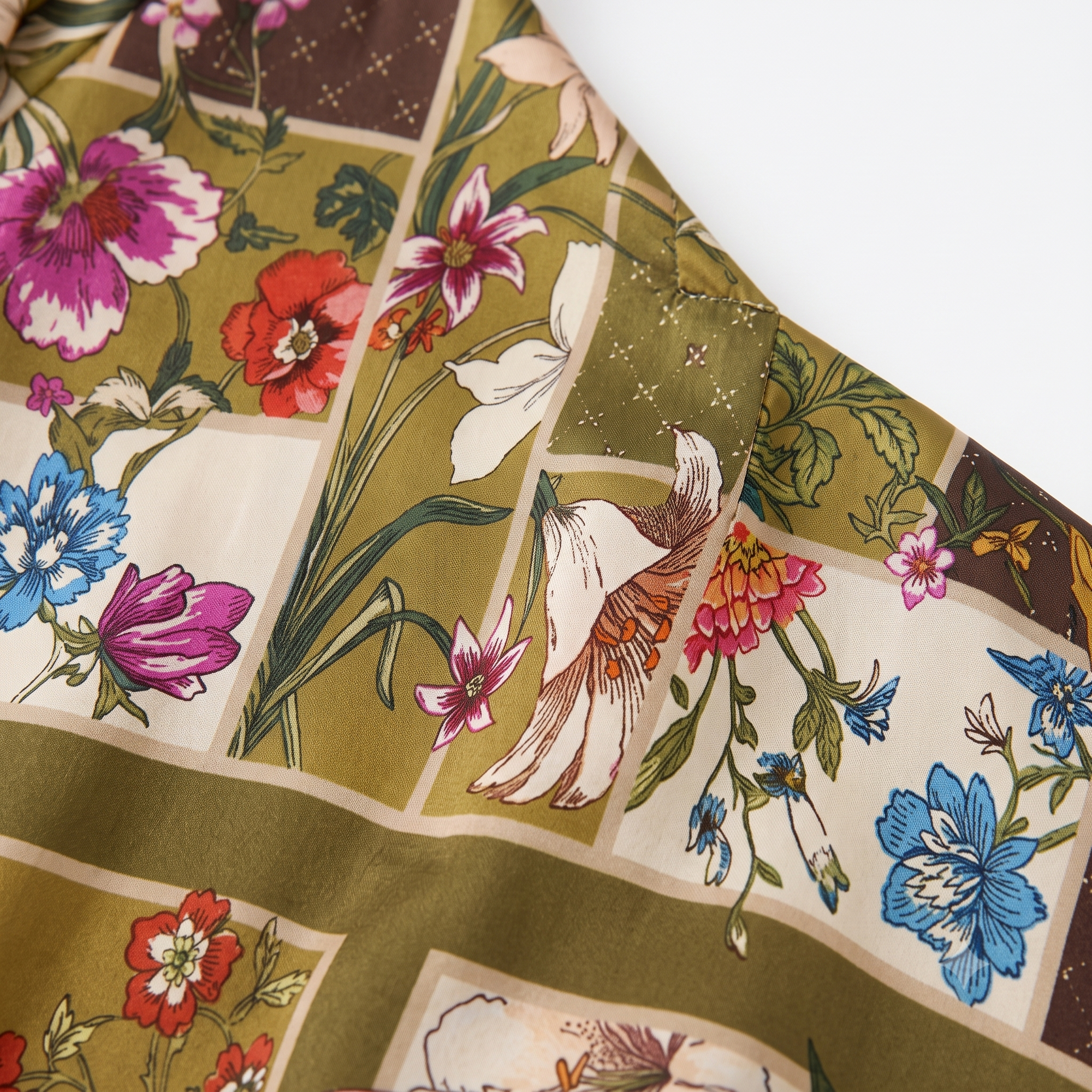 Blouse foulard olive motif automnal