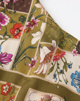 Blouse foulard olive motif automnal