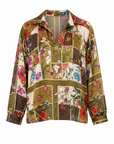 Blouse foulard olive motif automnal