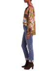 Blouse foulard olive motif automnal