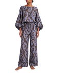 Blouse oversize indigo marron