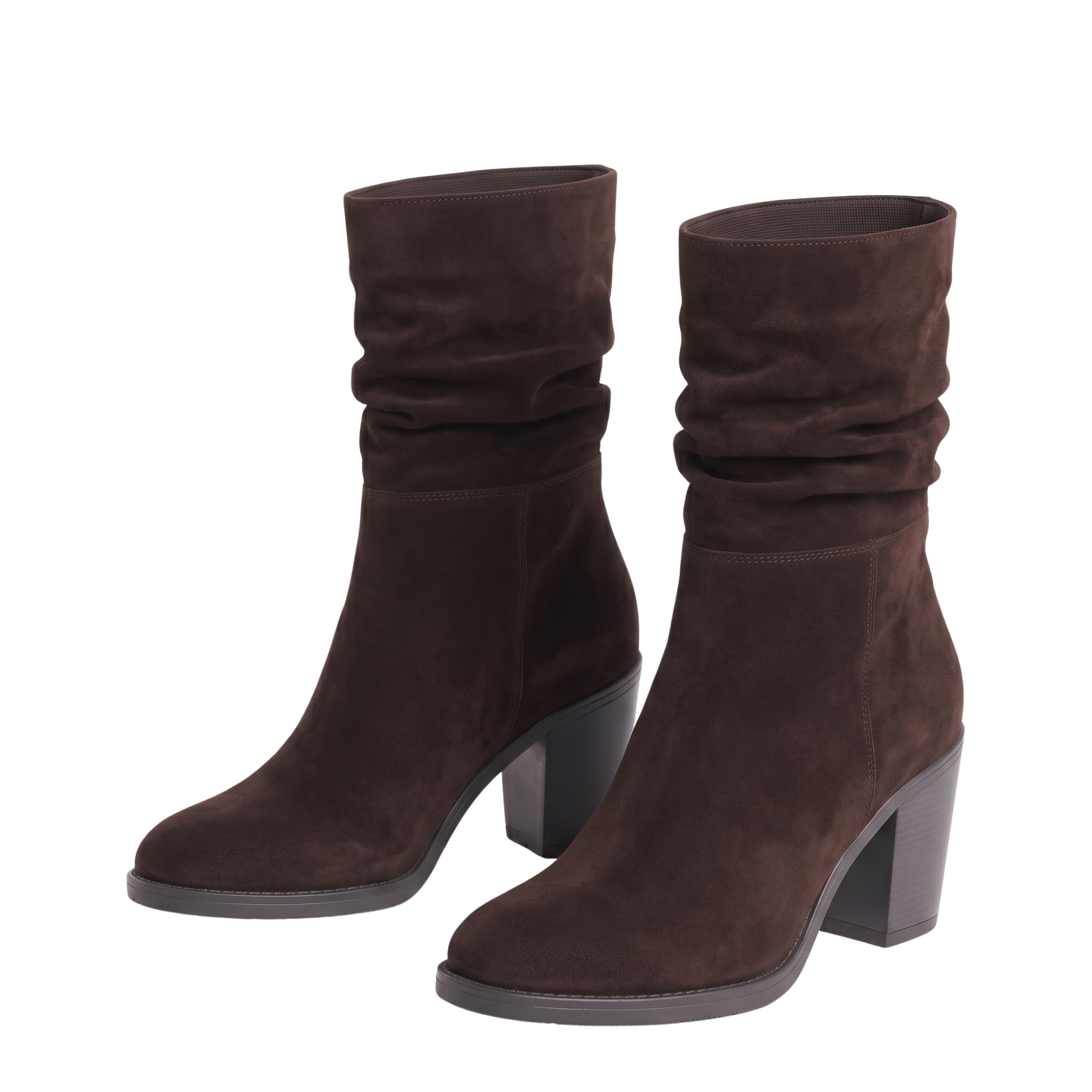 Bottines en croûte de cuir marron