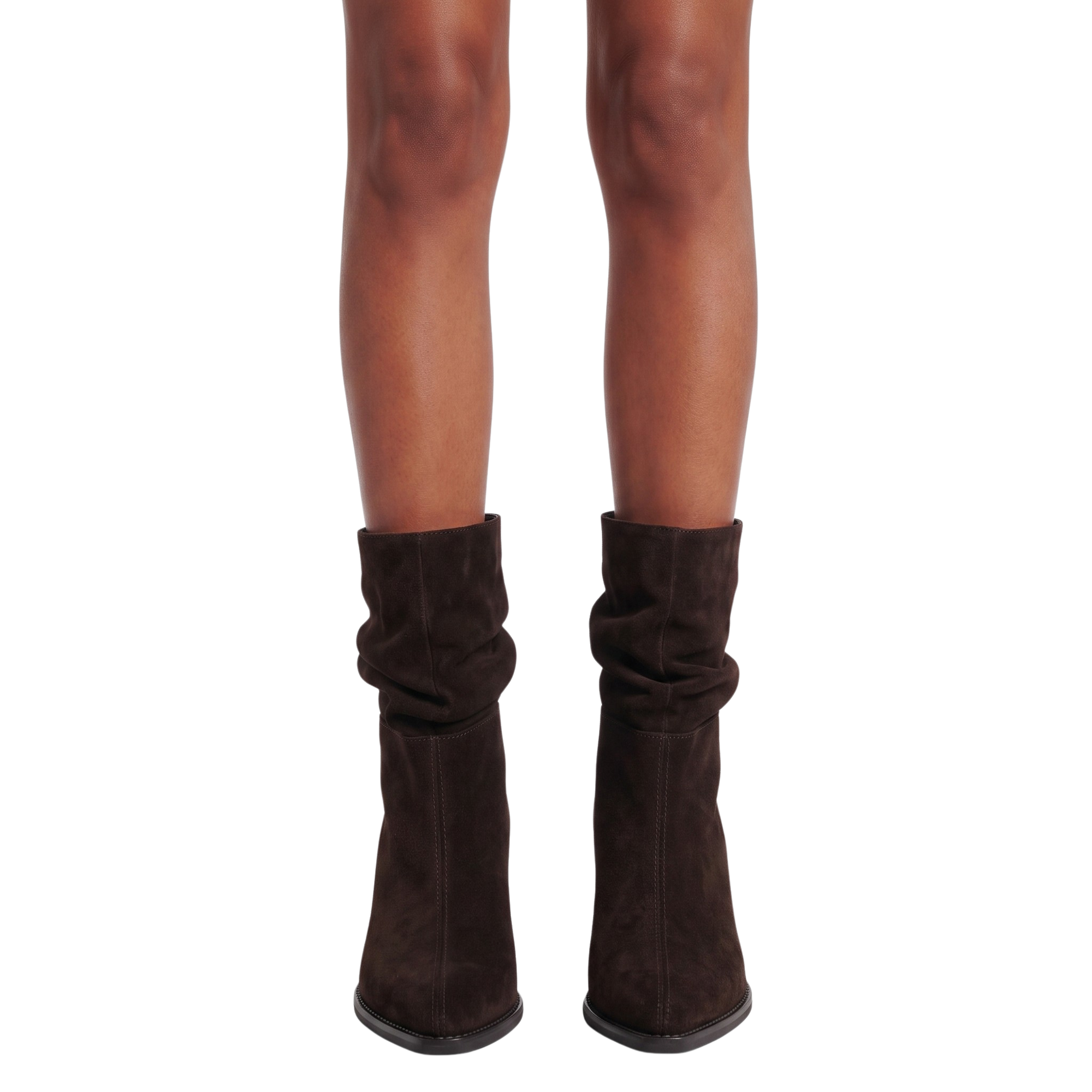 Bottines en croûte de cuir marron