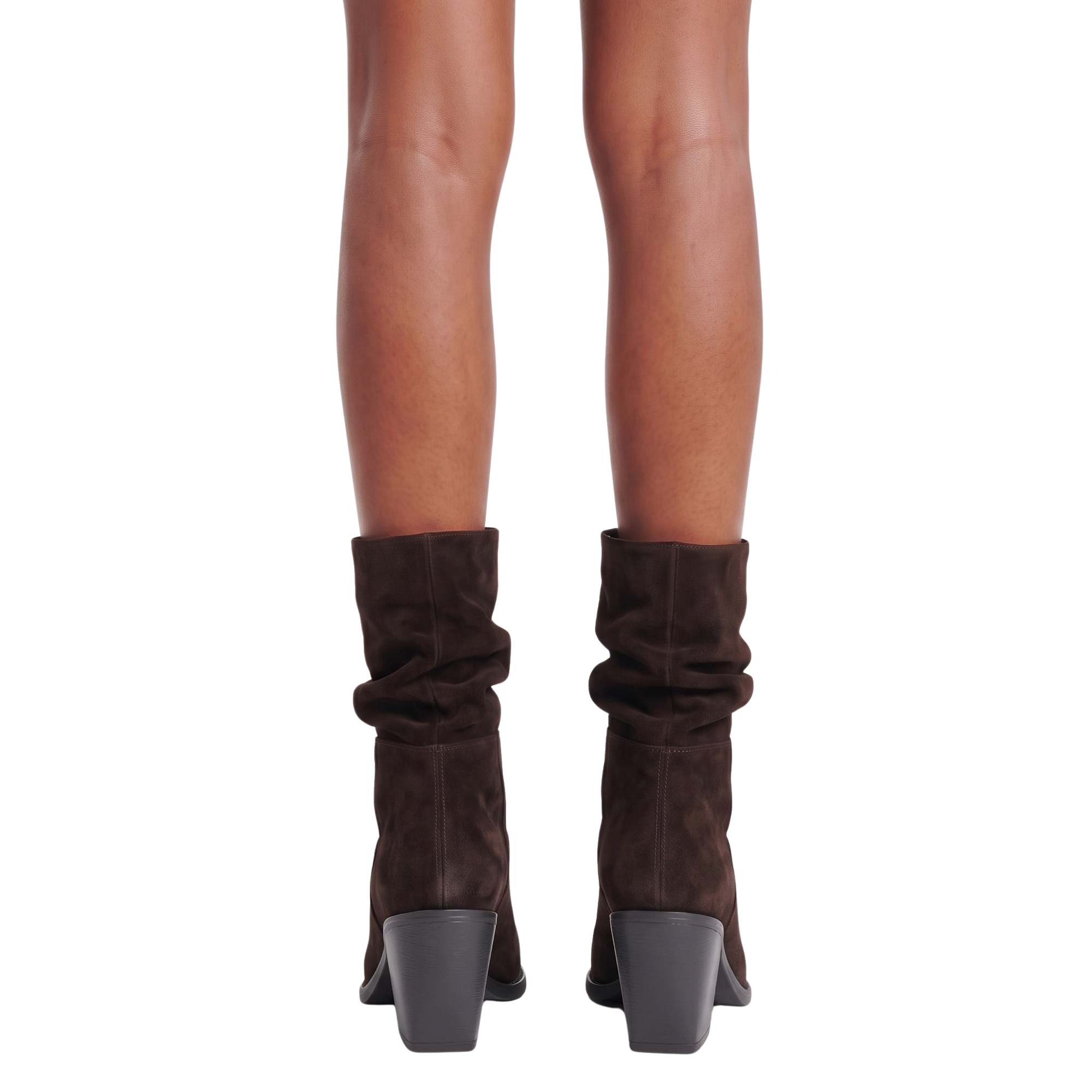 Bottines en croûte de cuir marron