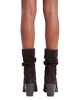 Bottines en croûte de cuir marron