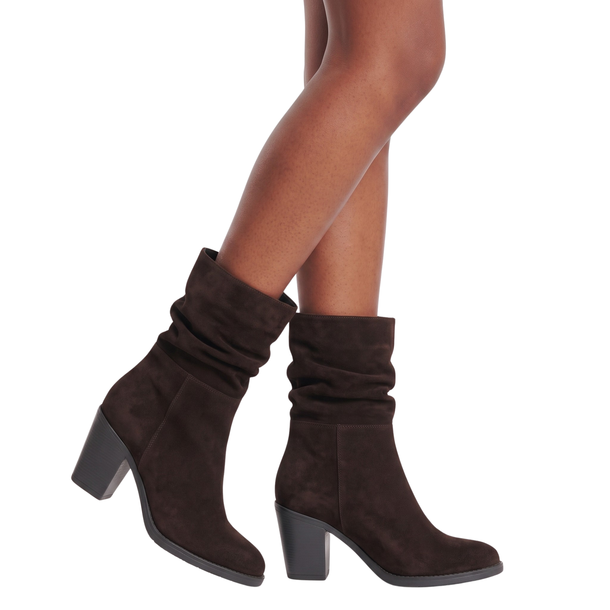 Bottines en croûte de cuir marron