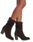 Bottines en croûte de cuir marron