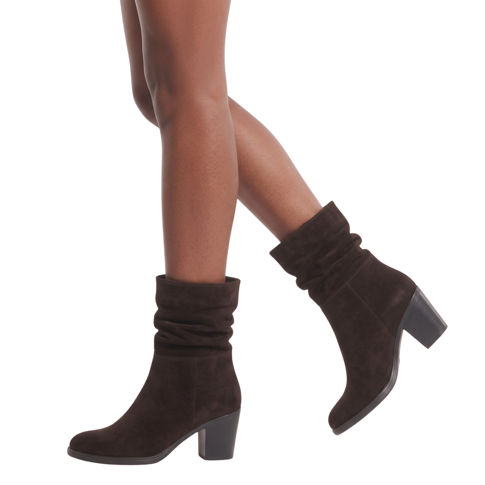 Bottines en croûte de cuir marron