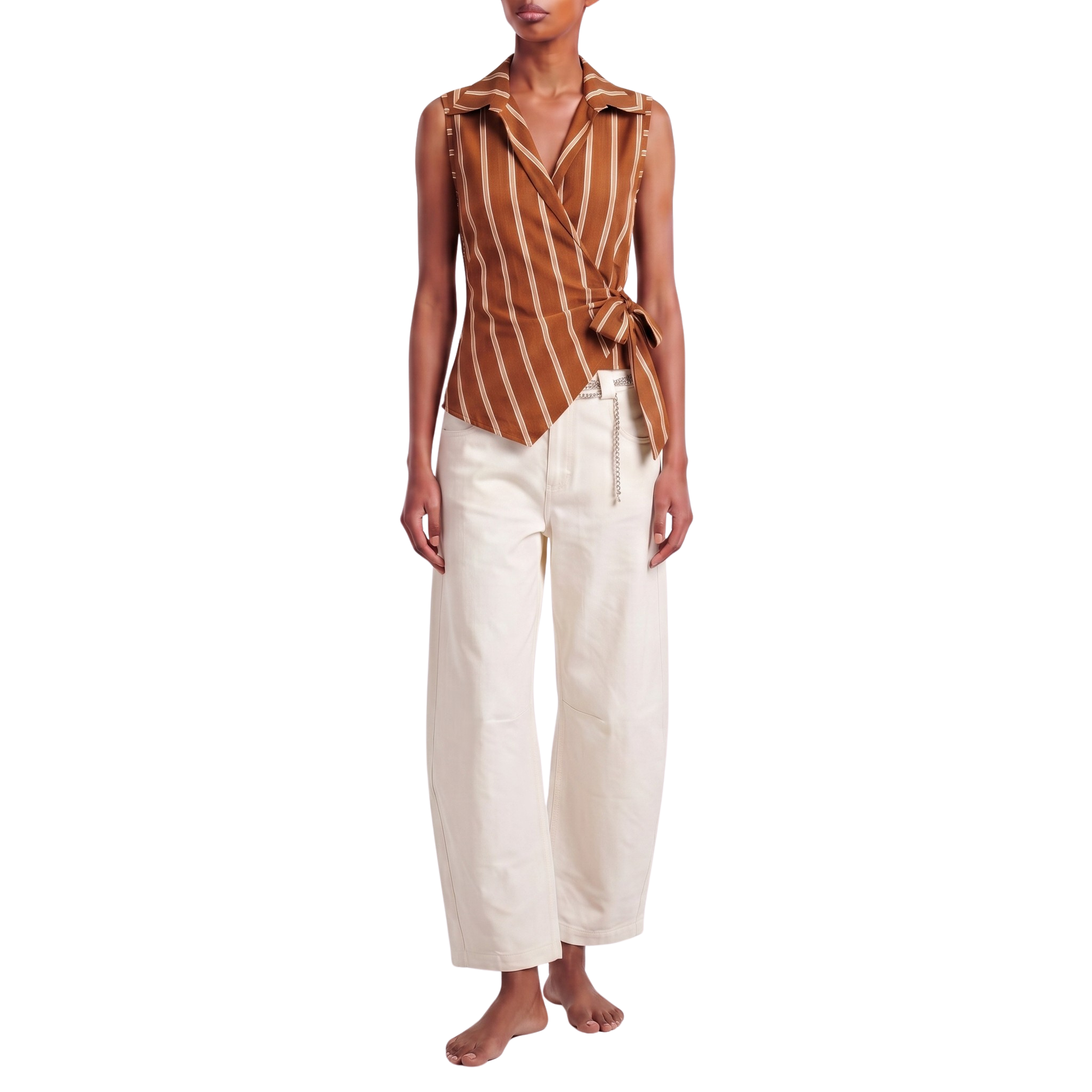 Cache-coeur rayé cuivre