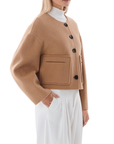Cardigan camel court col rond
