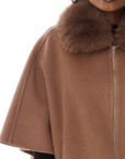 Cardigan col fourrure zippé camel