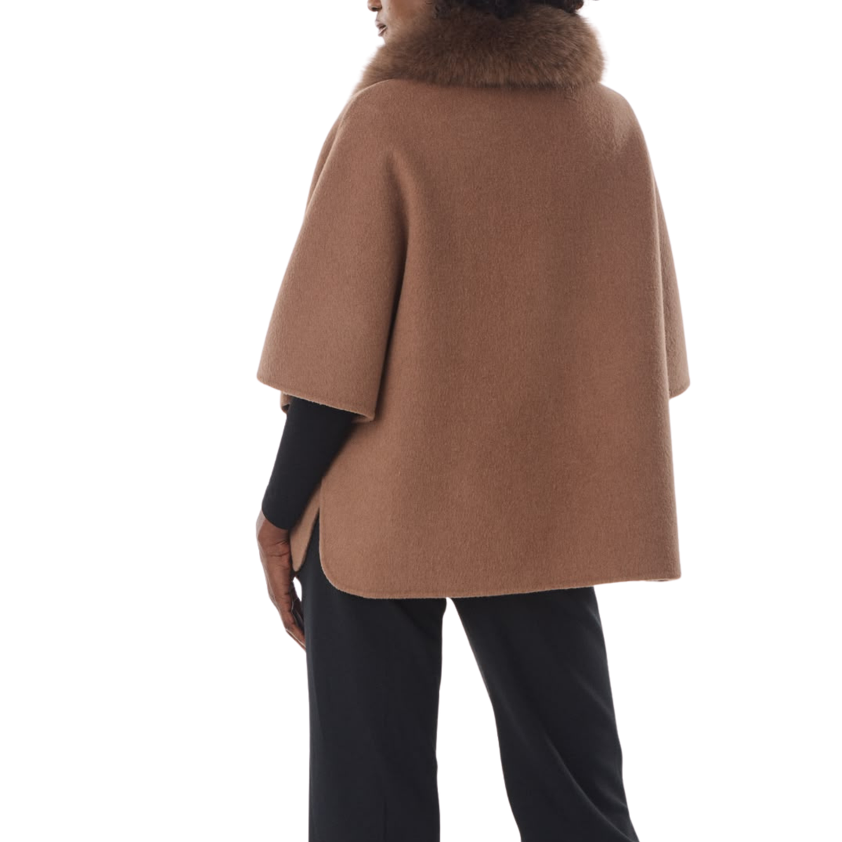 Cardigan col fourrure zippé camel
