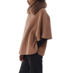 Cardigan col fourrure zippé camel