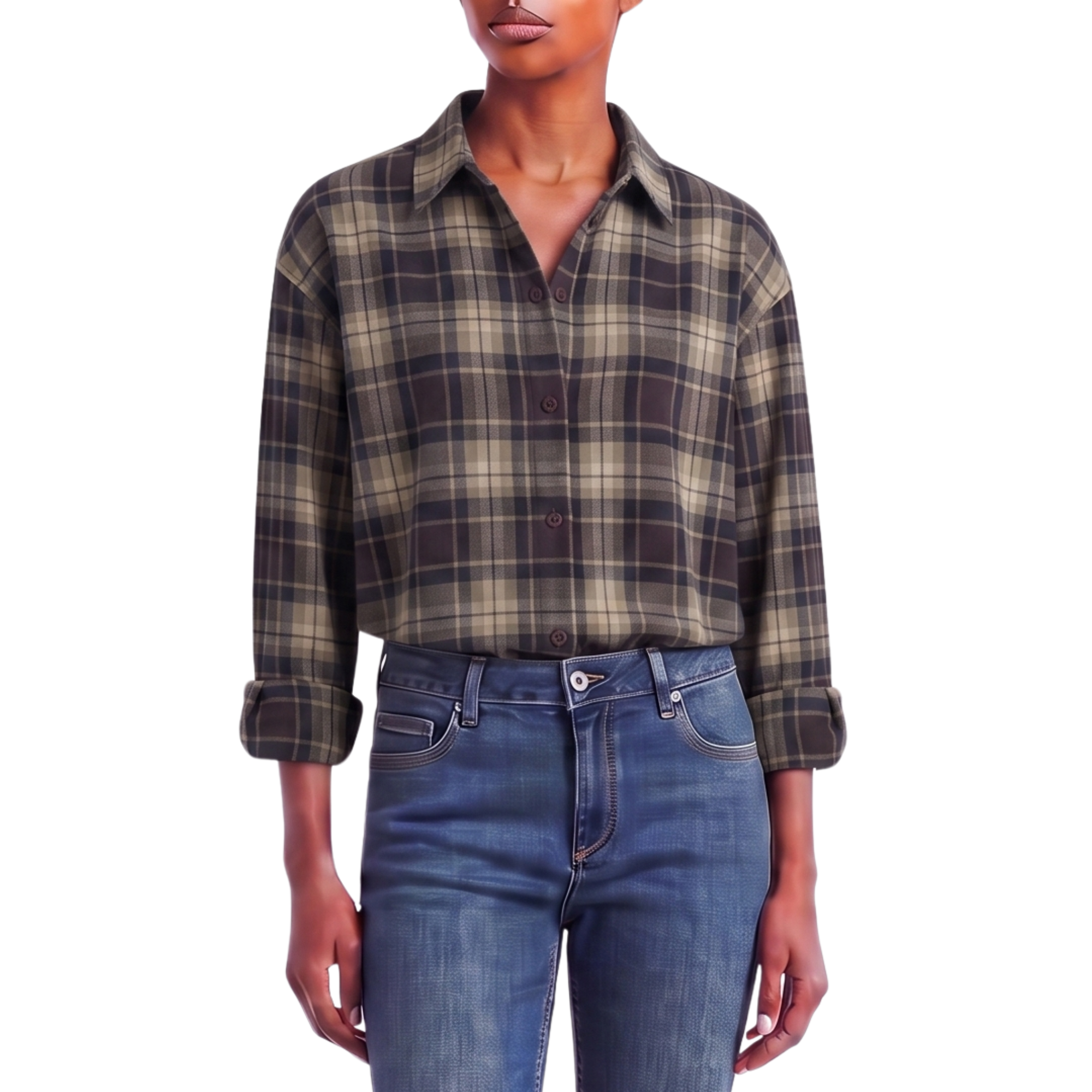 Chemisier oversize NEW-YORK carreaux marine