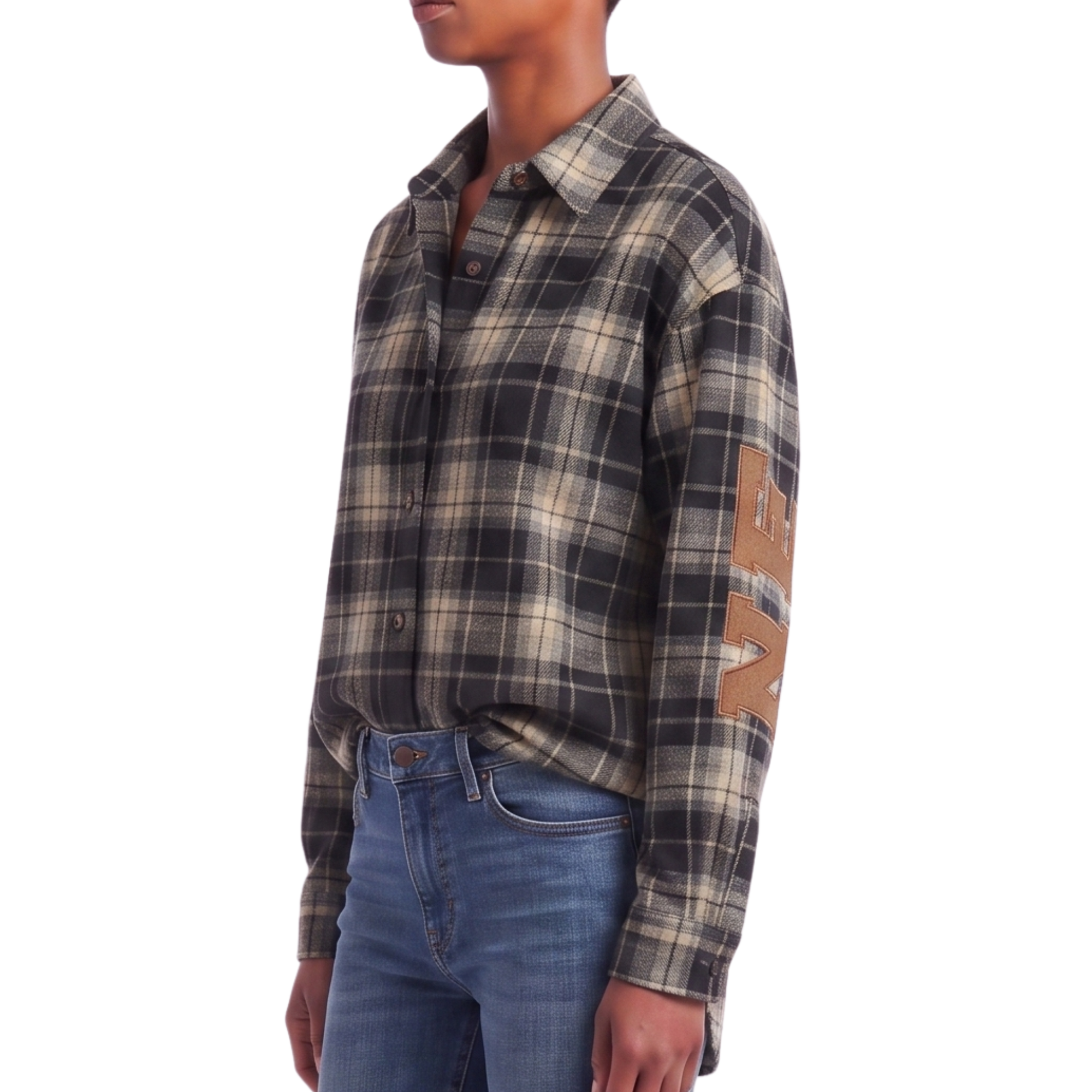 Chemisier oversize NEW-YORK carreaux marine