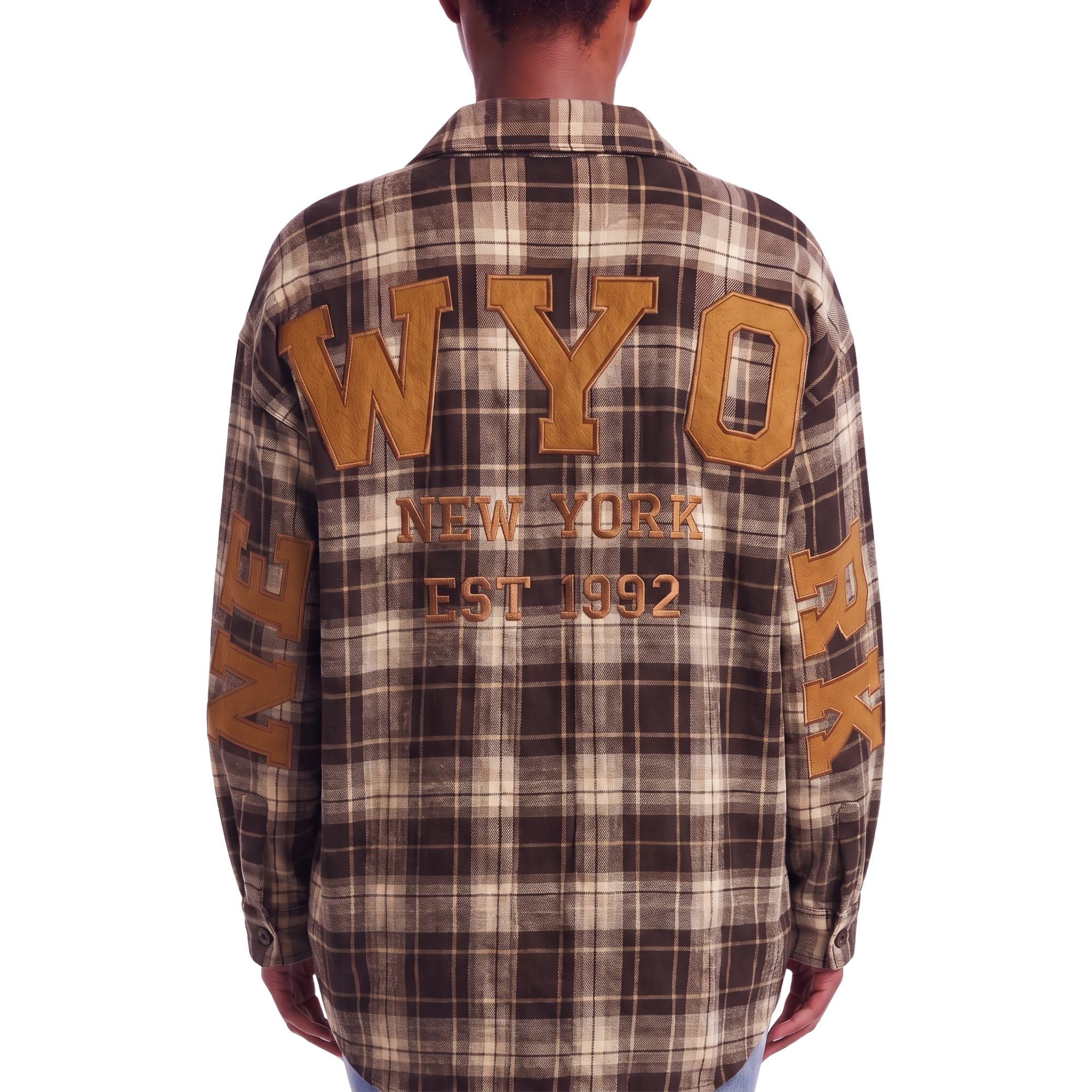 Chemisier oversize NEW-YORK carreaux marron