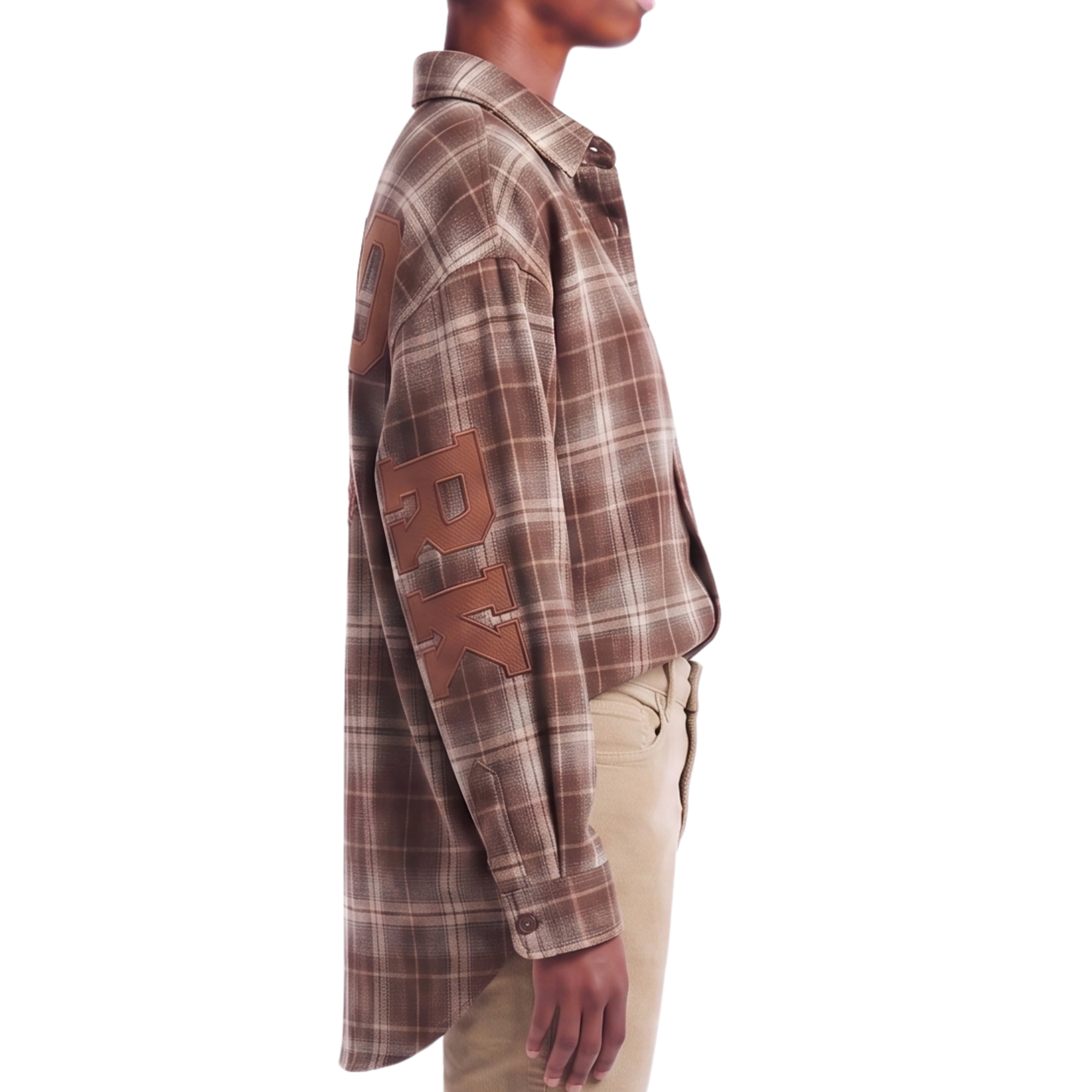 Chemisier oversize NEW-YORK carreaux marron