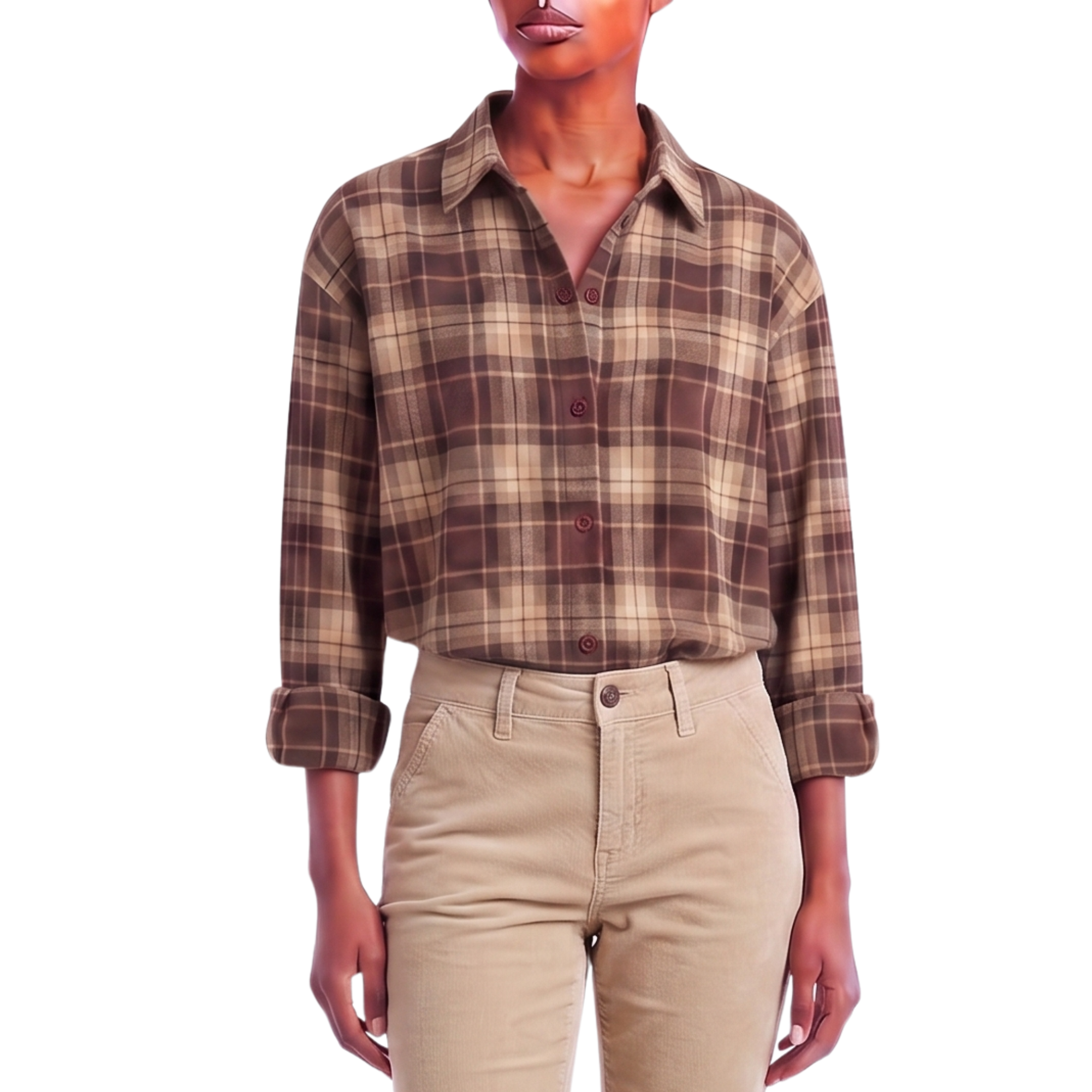Chemisier oversize NEW-YORK carreaux marron