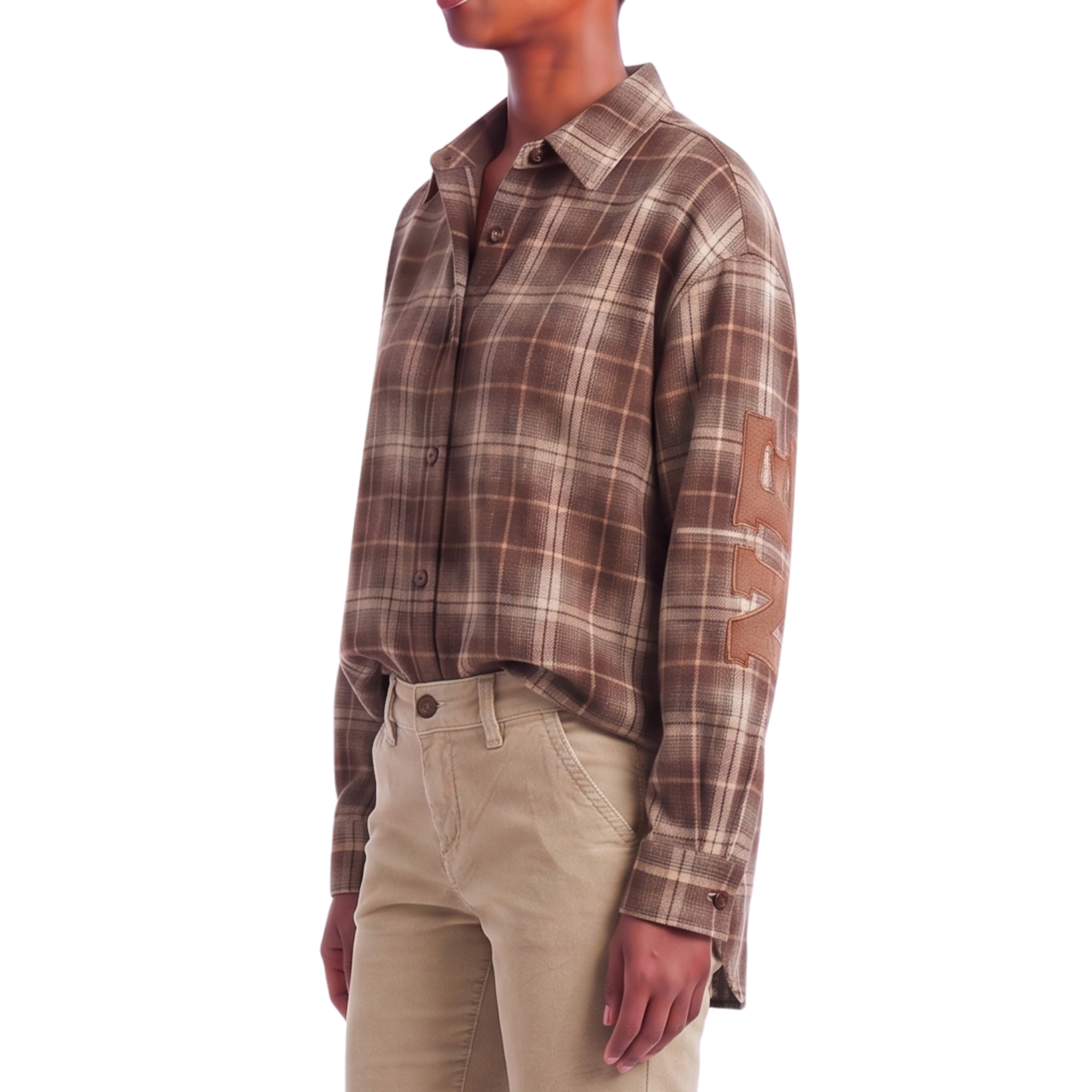 Chemisier oversize NEW-YORK carreaux marron