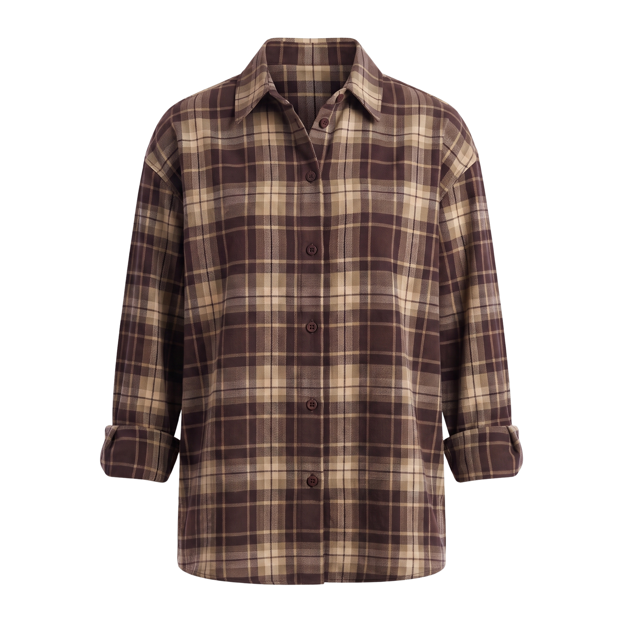 Chemisier oversize NEW-YORK carreaux marron