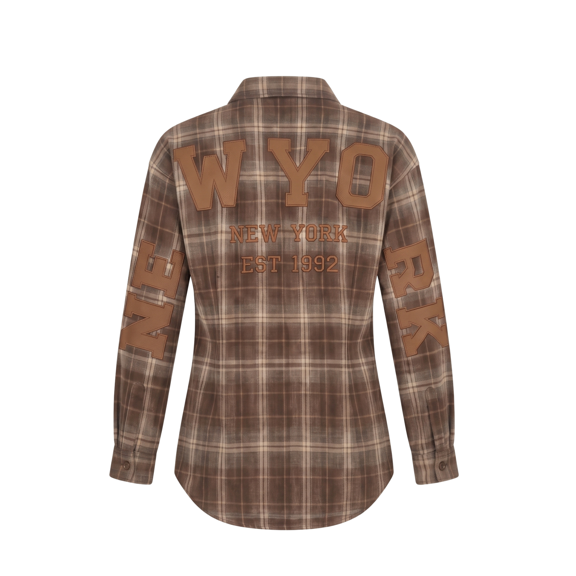 Chemisier oversize NEW-YORK carreaux marron