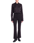 Bluse Schwarz Seide Interdee Kragen Sequins