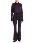 INTERDEE chemisier noir soie col sequins