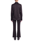 Bluse Schwarz Seide Interdee Kragen Sequins