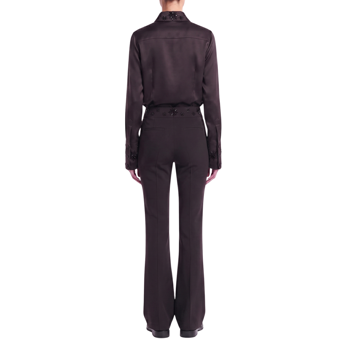 INTERDEE chemisier noir soie col sequins