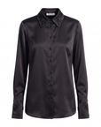 Bluse Schwarz Seide Interdee Kragen Sequins