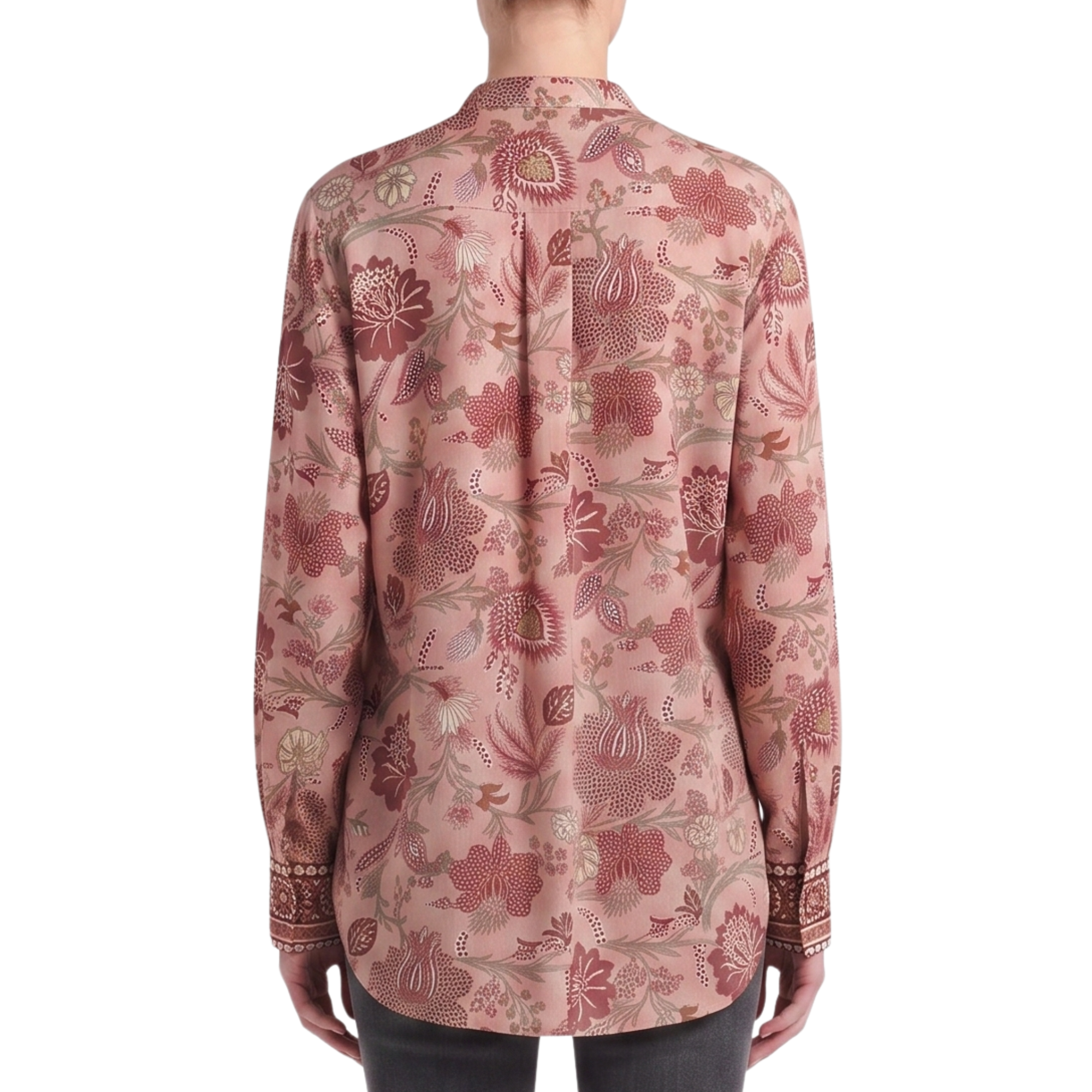 Chemisier poudre soie motif floral Interdee