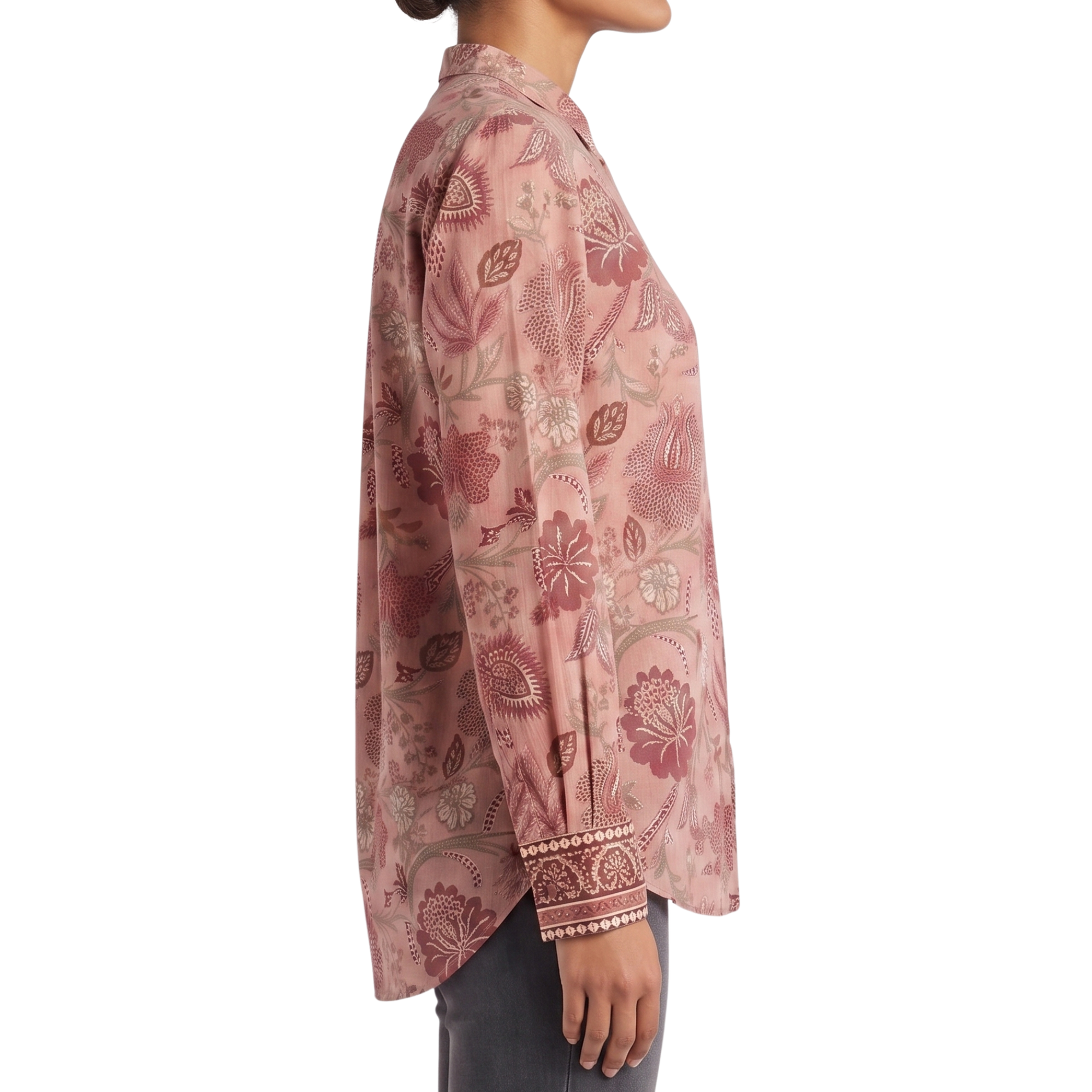 Chemisier poudre soie motif floral Interdee