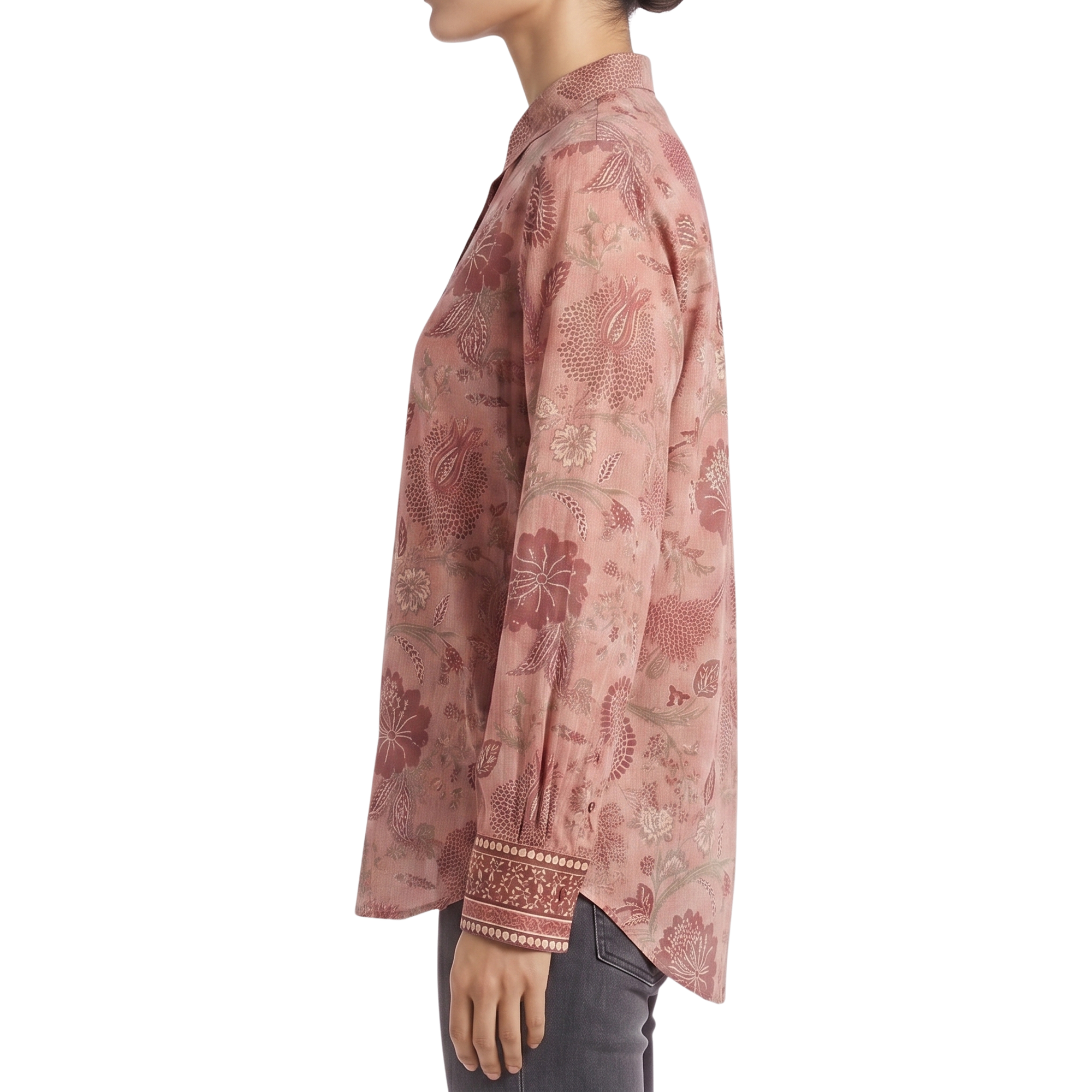 Chemisier poudre soie motif floral Interdee