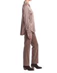 Bluse Taupe Seide Interdee Kragen Sequins