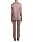 INTERDEE chemisier taupe soie col sequins