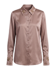 Bluse Taupe Seide Interdee Kragen Sequins