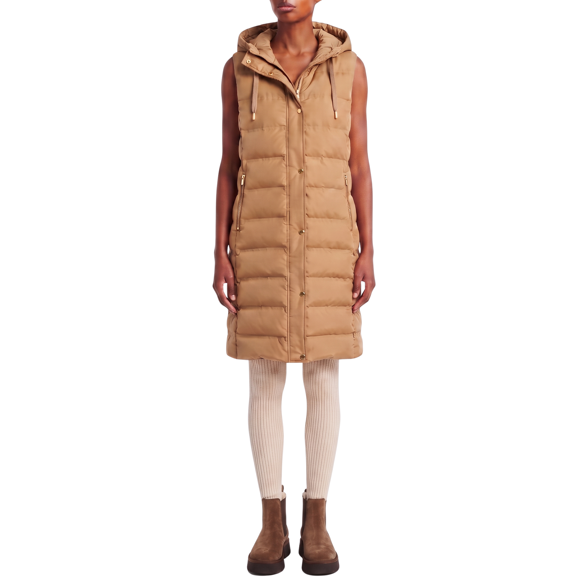 Doudoune sans manches Signature camel