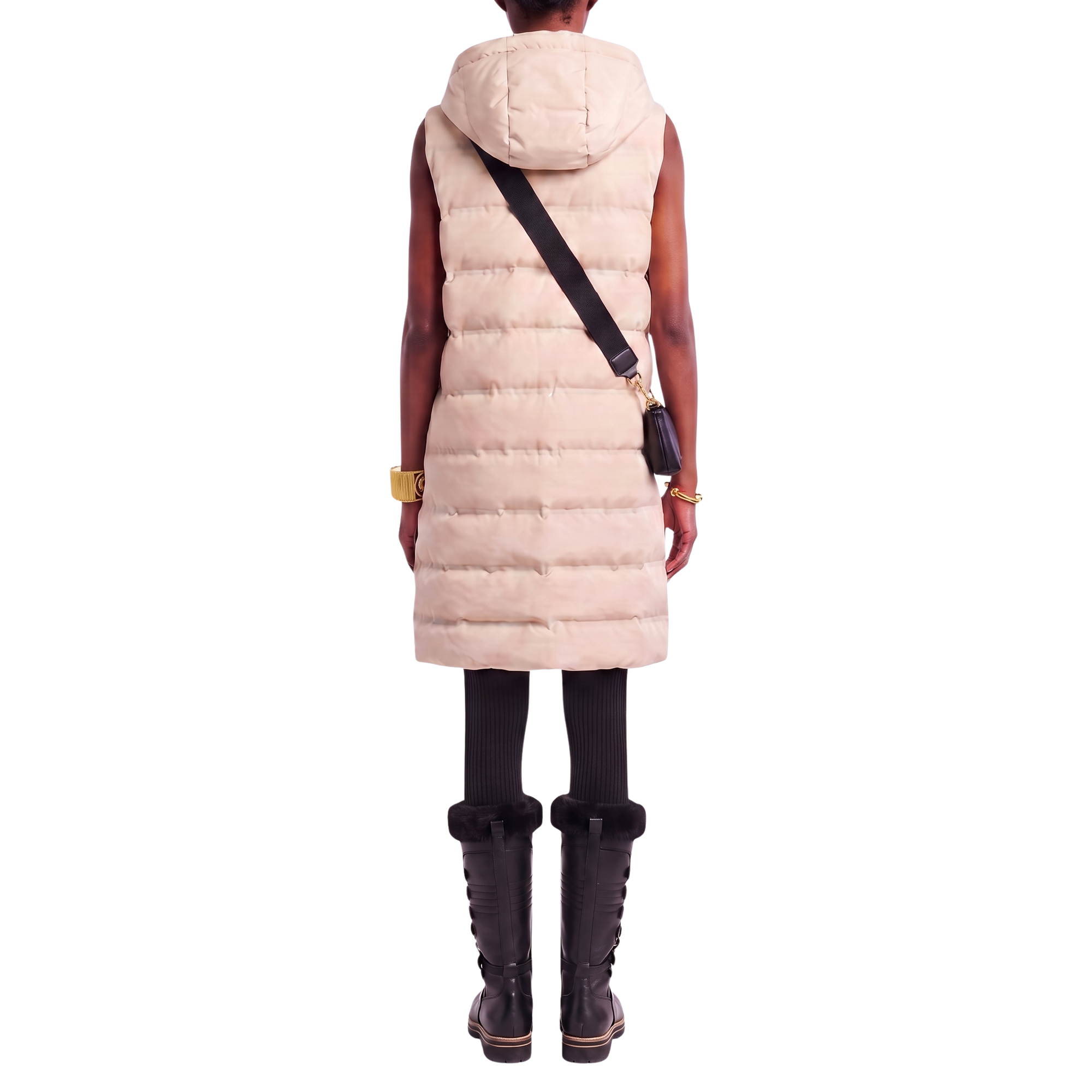 Doudoune sans manches Signature beige sable
