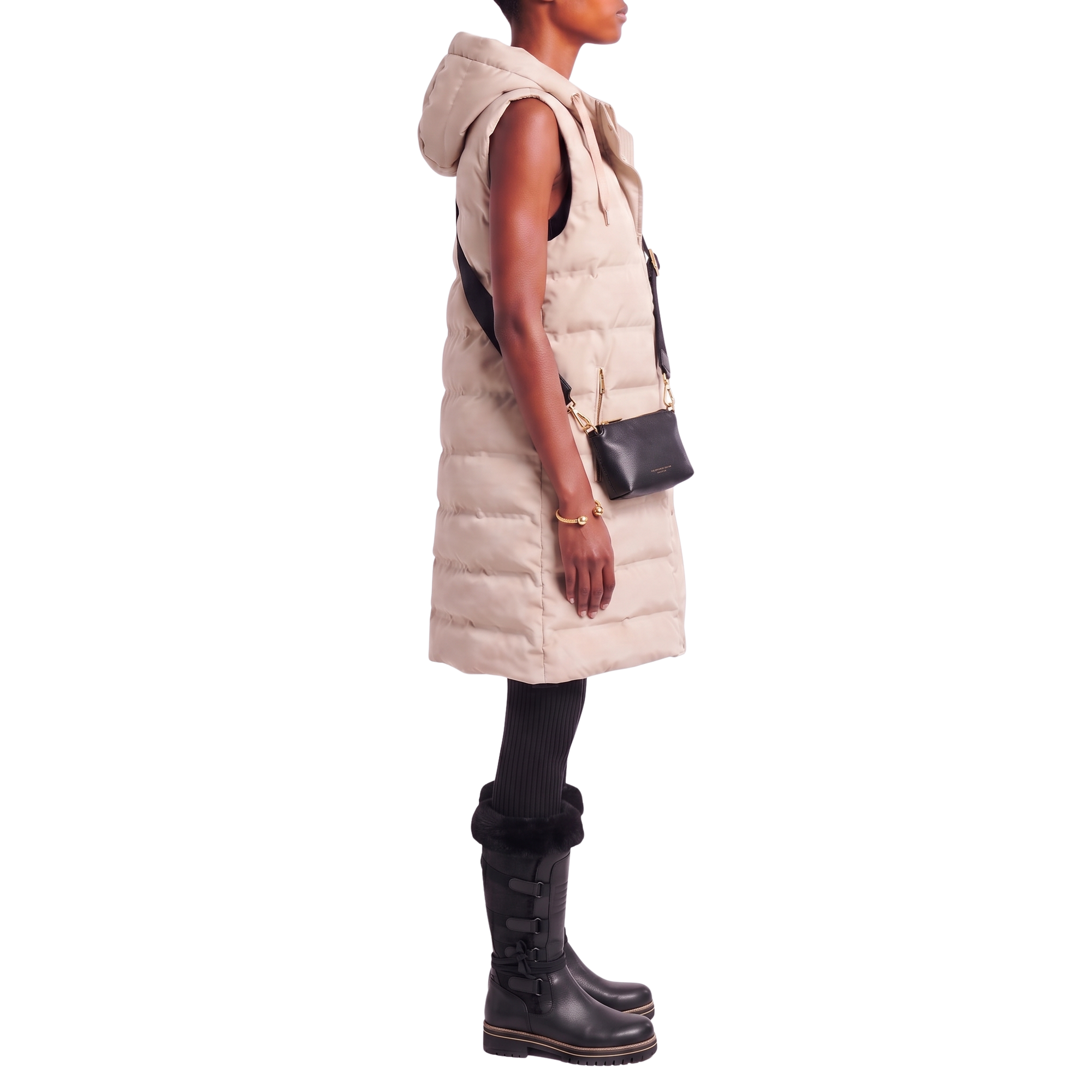 Doudoune sans manches Signature beige sable