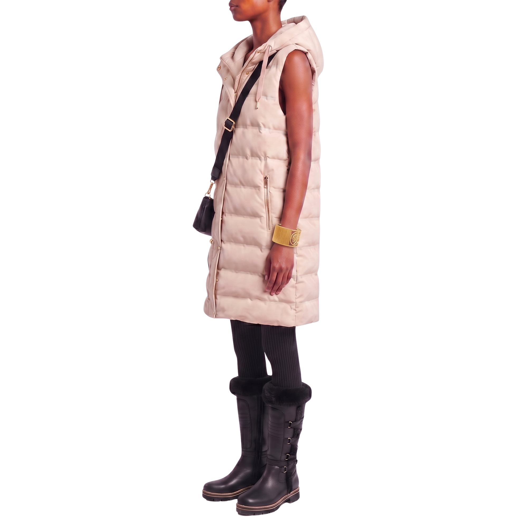 Doudoune sans manches Signature beige sable