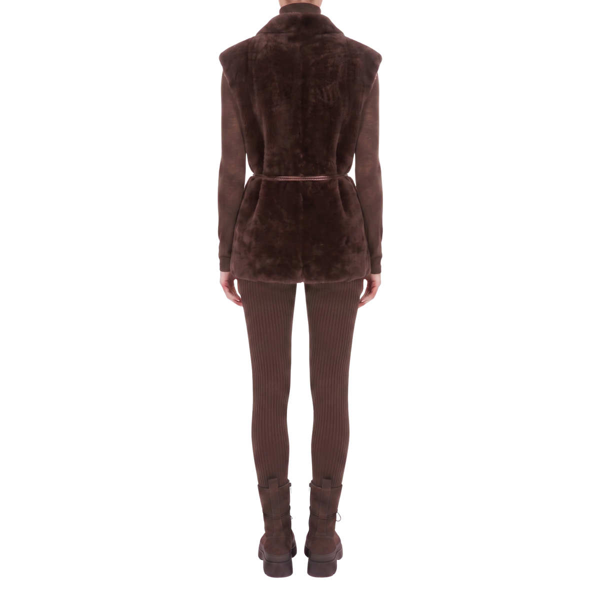 Gilet peau lainée cacao Interdee