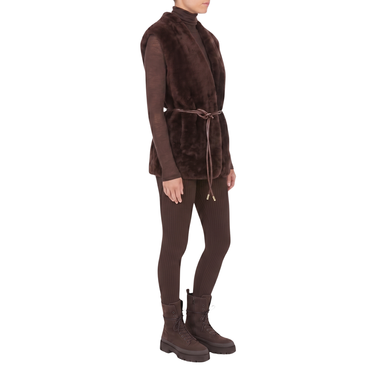 Gilet peau lainée cacao Interdee