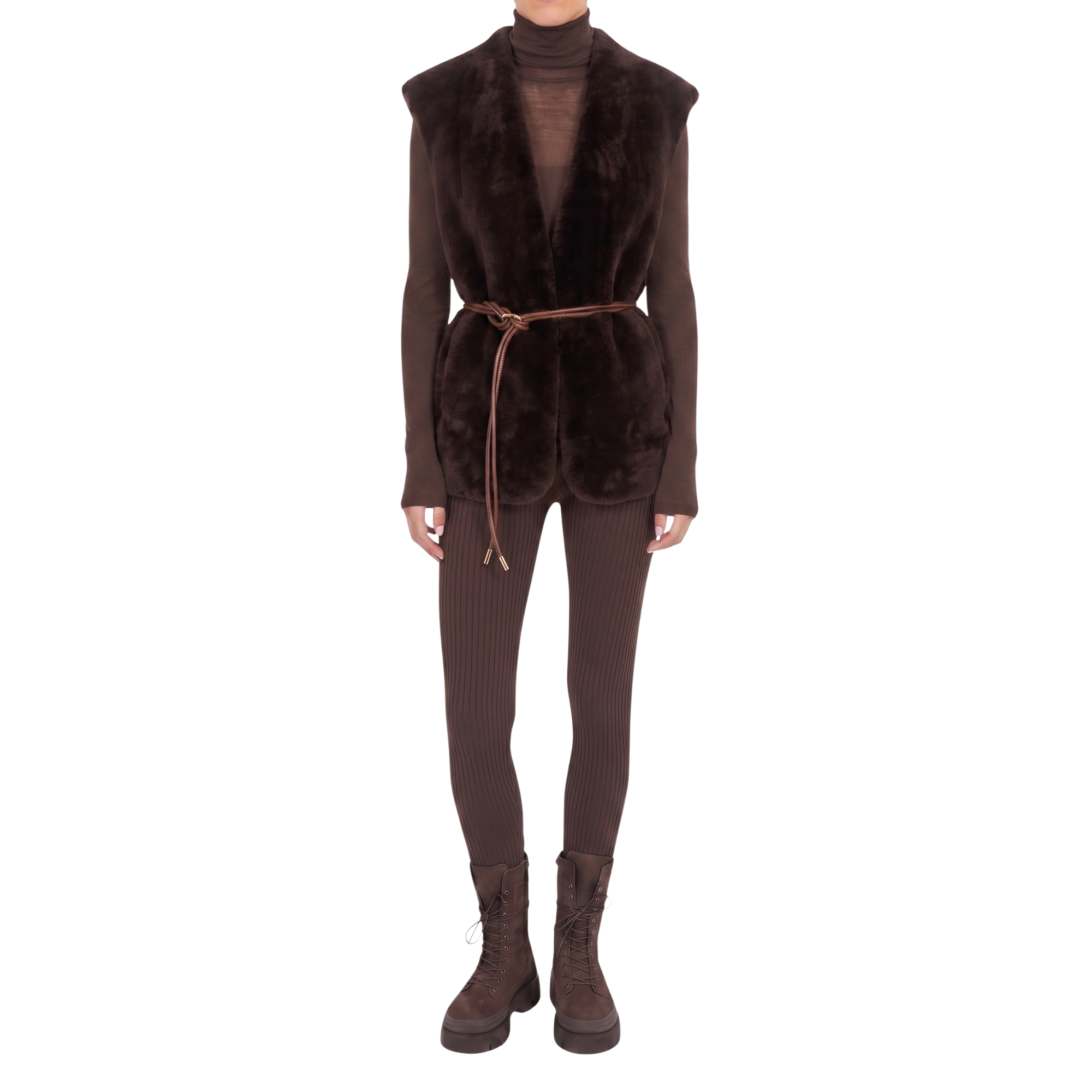 Gilet peau lainée cacao Interdee