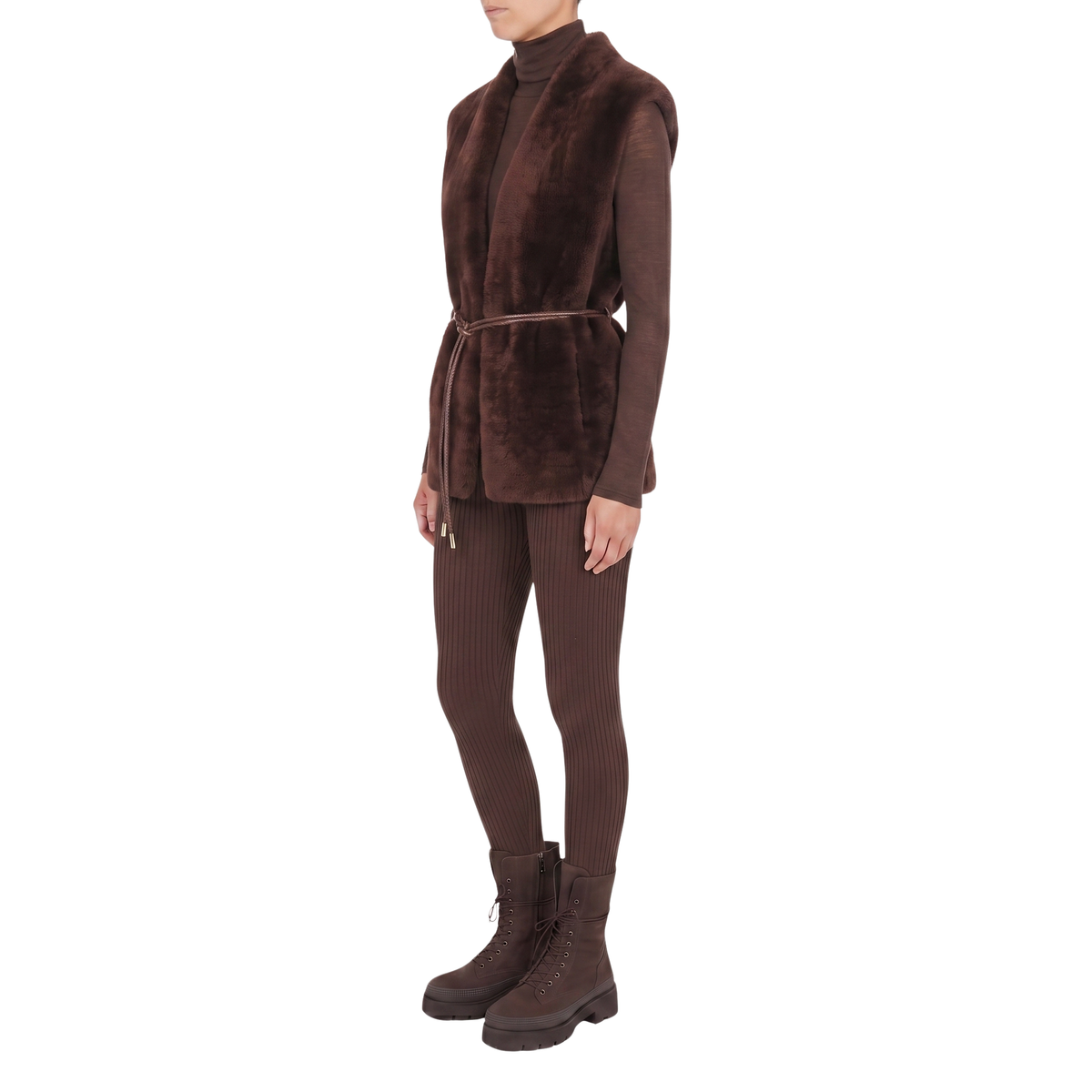 Gilet peau lainée cacao Interdee