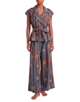gilet rayures fleurs choco