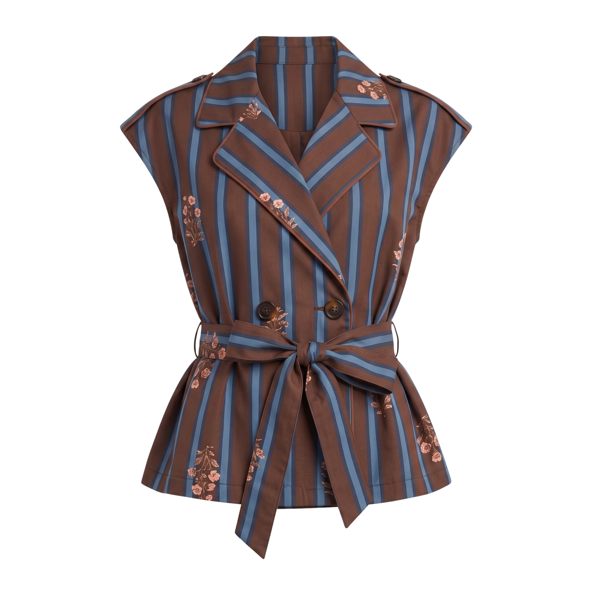 gilet rayures fleurs choco