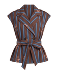 gilet rayures fleurs choco